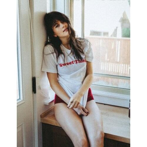 Women Girl Sweet Thing Letters Printed Tee Tumblr Fashion Cute Summer Outfit White T-Shirt grunge girl sex style honey top shirt