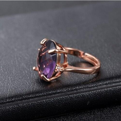 Trendy Luxury Graceful Wedding Crystal Ring For Women Purple Blue Color Rings Female Party Jewelry Accessories Gift