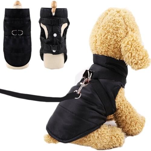 Red Black Dog Clothes Warm Coat Harness Waterproof Puppy Cat Padded Vest For Winter Dog Jacket Dogs Pets Clothing Costume XS-XXL