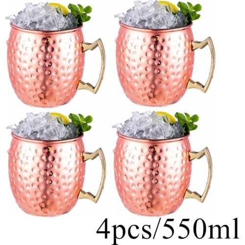 1/4 Piece 5L/550ml Oversized Moscow Mule Copper Mugs Champagne bowl Metal Mug Cup Stainless Steel Beer Wine Coffee Cup Bar Tools