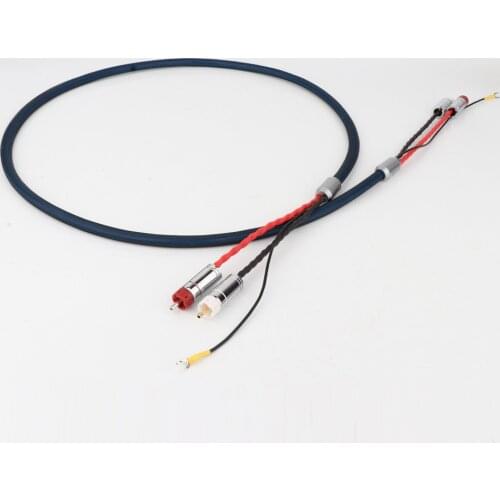 1PCS R24X04 OFC Silver Plated With shielding RCA 5 pin DIN XLR U spade plug Audio Phono Tonearm Cable with Ground Wire