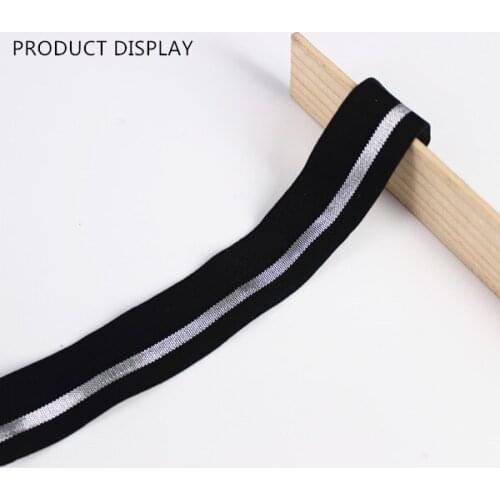 19mm Black Silver Elastic Stretch Ribbon Tape Trim Band Strap Webbing Applique Sewing Supplies cinta for Costume Belt 40y/T1171