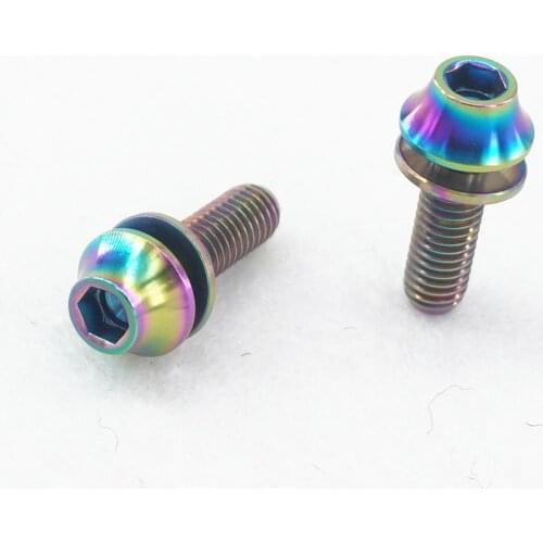 2 PCS M5x16mm Rainbow GR5 Titanium Cone Head Screw With Washer For Bike Bottle Cage