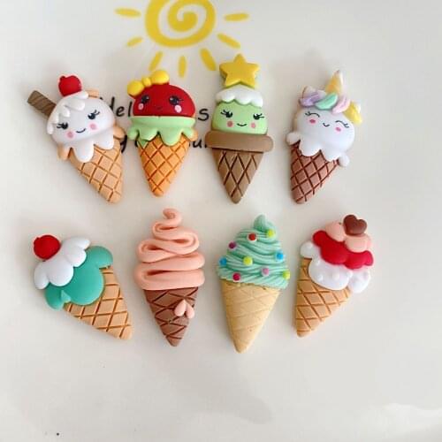 20Pcs Kawaii Cartoon Ice Cream Flat back Resin Cabochon Simulation Fake Food Play Phone Decoration DIY Scrapbooking Accessories