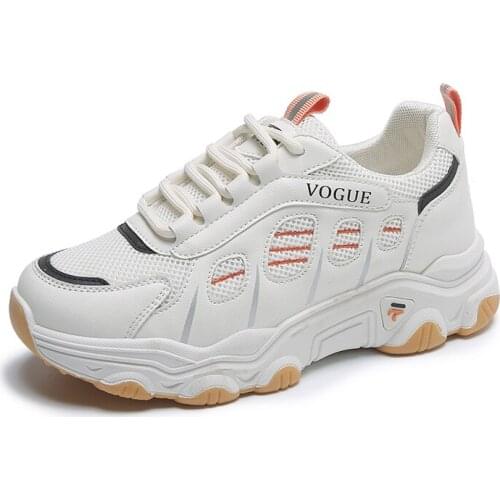2021 Women Vulcanize Shoes White Chunky Sneakers Fashion Luxury Brand Casual Platform Shoes High Quality Female Sport Trainers