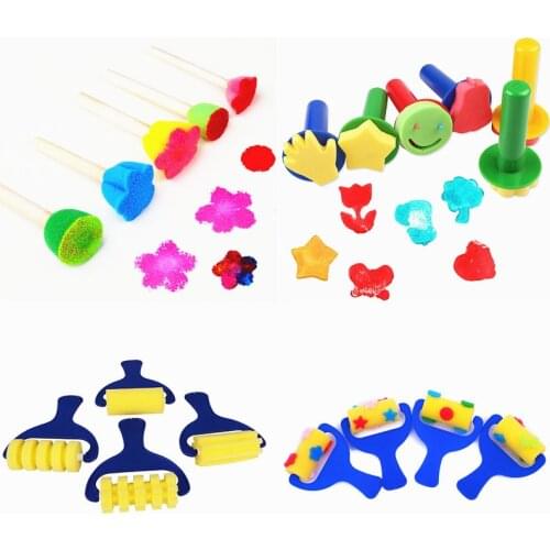 5PCS/Set New Kids Sponge Stamp Kits Toddler Flower Drawing Toys Paint Educational Art and Craft Creativity For Children