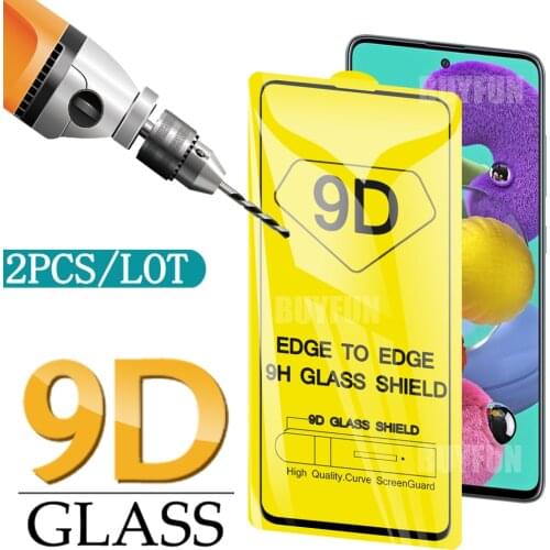9D Full Glue Cover Safety Glass For Samsung Galaxy A21s A31 A40 A51A70 A71 A90 J4 J6 Plus 2018 Screen Protector Protection Film