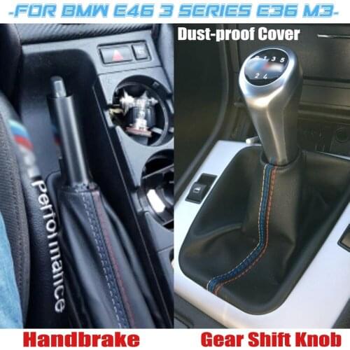 2 Pcs Car Modification Accessories Handbrake Gaiter Shift Boot Leather Cover Boot for BMW 3 Series E30 1982-1991