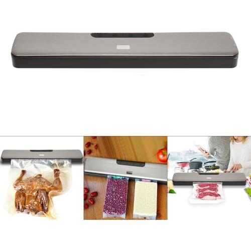 Mini automatic food vacuum packaging machine with Metal Wire Drawing Texture Panel for Kitchen Food Preservation Storage