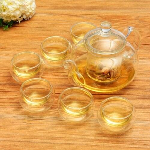 600ml Teapot Set Heat-resistant Glass Teapot with Round Candle Holder Teacup Flower Tea Kung Fu Tea Pot Teaware Gift