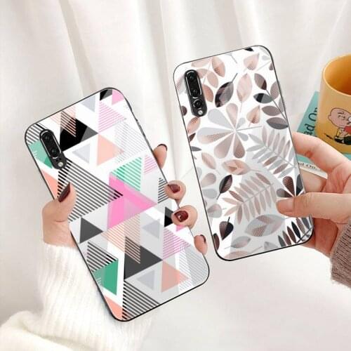 Geometric Figures Triangles Lines Phone Case Tempered Glass For Huawei P30 P20 P10 lite honor 7A 8X 9 10 mate 20 Pro