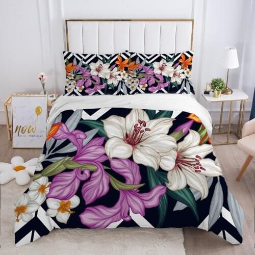 Flower Luxury Bedding set King Queen Euro Duvet cover set pillow case Bed linens Quilt cover 220x240 240x260 violet