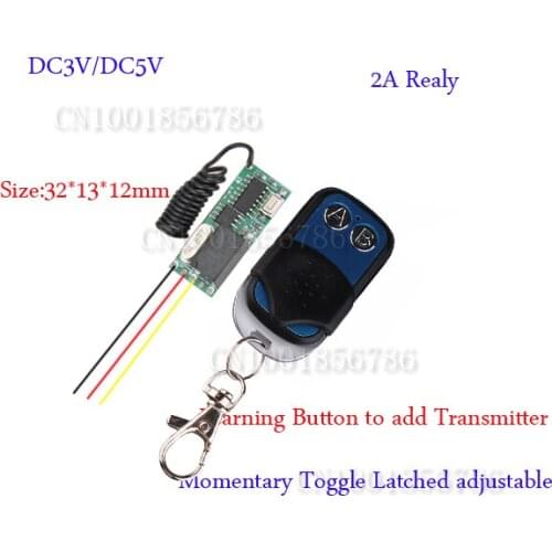 DC5V Relay Learning Code Mini Small Volume Remote Control Switch System Micro Receiver Transmitter Momentary Toggle Latched