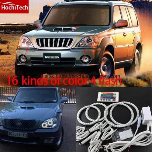 HochiTech RGB Multi-Color LED Angel Eyes Halo Rings kit super brightness car styling for Hyundai Terracan 2001-2007