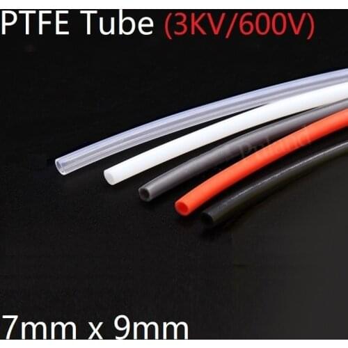 PTFE Tube ID 7mm x 9mm OD F46 Insulated Capillary Heat Protect Transmit Hosing Rigid Pipe Temperature Corrosion Resistance 600V