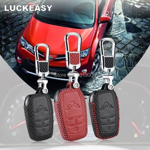 LUCKEASY For Toyota Highlander RAV4 Land Cruiser Brand New High Quality leather Smart Remote key Case Cover Holder