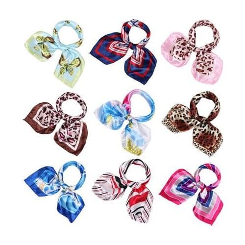 Newest design Hot sell fashion small Square print flower rayon scarf work wear bow tie scarves stewardess reception women gifts