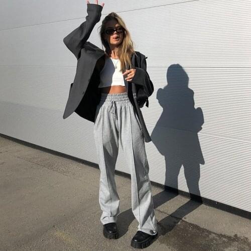 Summer New 2020 Street Shooting High Waist Drape Loose And Thin Elastic Tie Straight Leg Pants Women Casual Pants