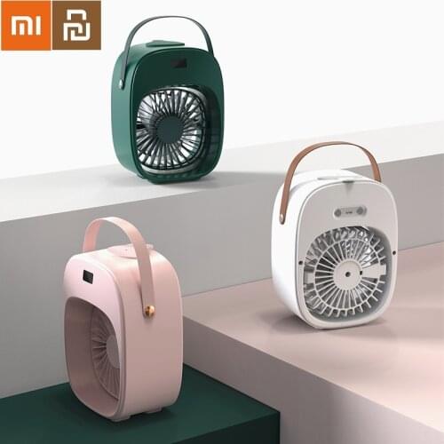 New Xiaomi Youpin Mini Desktop Water Spray Air Conditioner Humidification Portable Rechargeable Digital Display Fan With Lamp