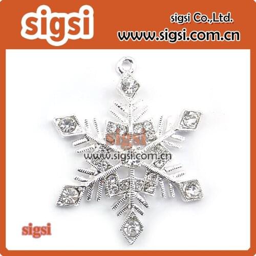 Christmas Gift Fashion Luxury Shiny rhinestone Snowflake Necklace Pendants
