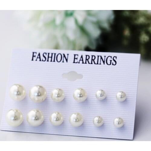 New Korean Imitation Pearls Earring Set For Women 2021 Girls Vintage Simple Stud Earring Baroque Earrings Jewelry Accessories
