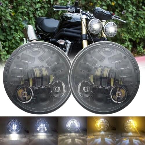 2x 5.75 inch led headlight High/Low beam halo for Triumph Rocket iii 3 & Speed Triple & Street Triple & Thunde 5 3/4" projector