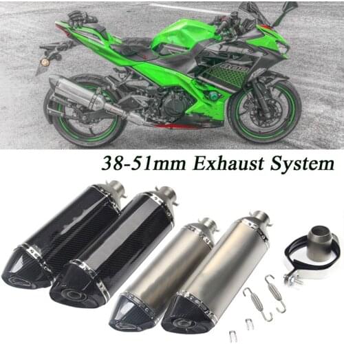 460mm Length Carbon Fiber Stainless Steel Exhaust Silencer Pipe With DB Killer For 38-51MM Head Muffler System
