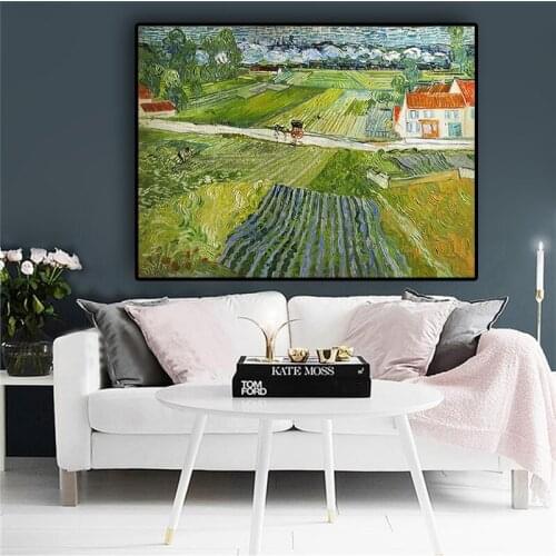 Van Gogh Abstract Landscape With Carriage Train Reproduction Oil Painting on Canvas Posters Prints Wall Picture for Living Room