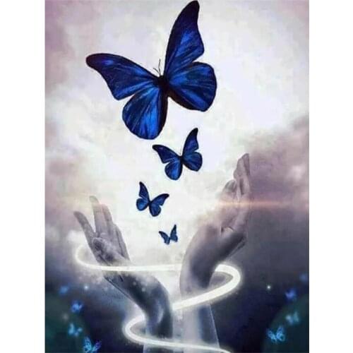 Yumeart 5D DIY Full Diamond Embroidery Butterfly Hands Diamond Painting Square Drill Rhinestones Animal Creative Hobbies Crafts