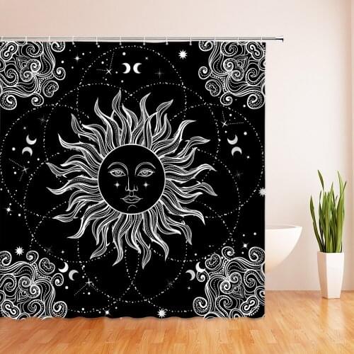 Sun Face Shower Curtains Fairy Tales Planet Bathroom Decor Home Bathtub Waterproof Polyester Cloth Curtain Set Cheap