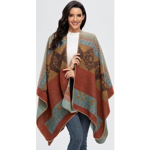 Womens cloak shawl 2021 autumn and winter retro split end warm imitation cashmere scarf cloak sailor moon blanket cute blanket