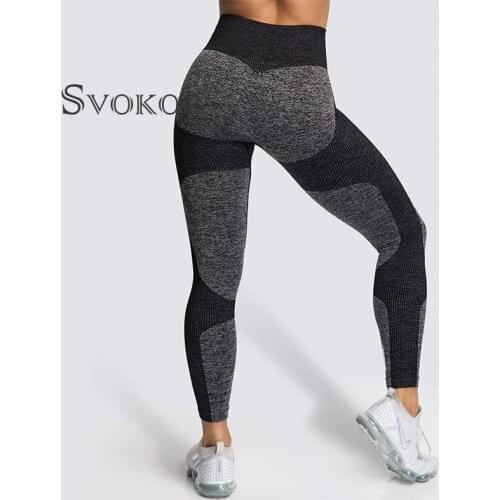 SVOKOR Seamless Leggings Knitting Fitness Pants Women High Waist Fitness Training Running Yoga Pants Push Up Legging