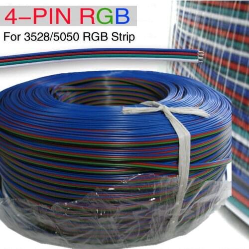 100M Fast shipping 4-Pin 22AWG RGB Extension Wire Cable Cord For 3528 5050 RGB LED Strip