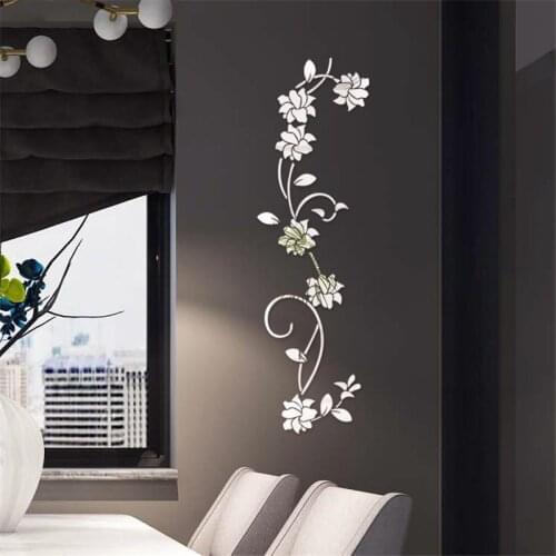 100x30cm Large Size Mirror Effect Wall Stickers Birds Flower Home Decor Wallpapers for Living Room Bedroom DIY Vinyl Rooms Decor