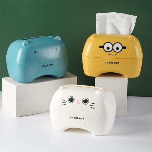 Creative Cartoon Living Room Tissue Box Cute Household Roll Paper Holder Storage Plastic Tissue Box Desktop Napkin Dispenser
