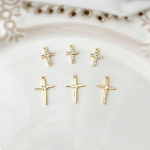 Gold-clad micro-inlaid zircon cross pendant jewelry gift clavicle chain accessories