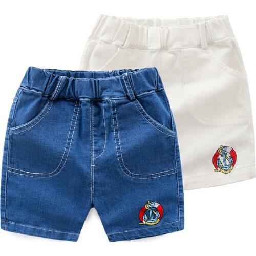 2021 summer cotton kids Denim shorts boys girls Five sub pants Embroidery loose army toddler clothes Children clothing wholesale