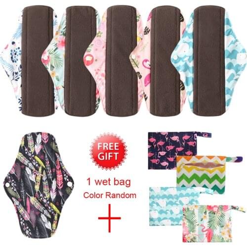 OhBabyKa Washable Panty Liner Menstrual Sanitary Maternity Mama Pads Bamboo Fiber Organic Reusable Overnight Cloth Pads 7pcs/set