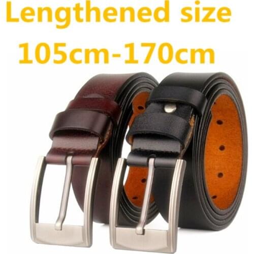 Lengthened Size 170cm Real Genuine Leather Belts For Man Top Quality Male Casual Pin Buckle Vintage Belt Men Belt Luxury Brand