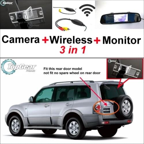3 in1 Special Rear View Camera + Wireless Receiver + Mirror Monitor DIY Parking System For Mitsubishi Pajero Pajero Super Exceed