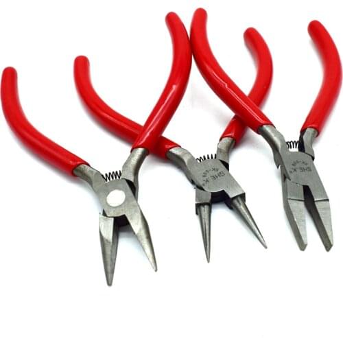 Steel DIY Jewelry Tool Set Round Nose Plier Wire-Cutter Pliers and Flat Plier with Red Handle