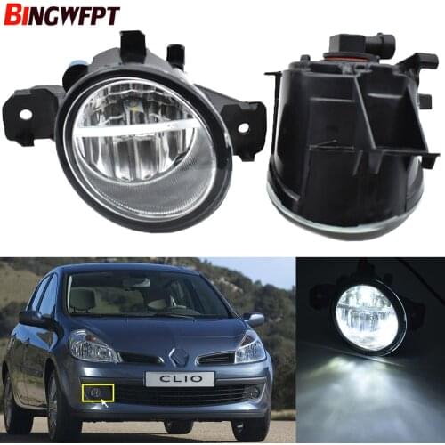 1pair Car Front LED Fog Lamp White yellow For Renault Clio 3/III (BR0/1_,CR0/1) Hatchback 2005-2015 Halogen Fog Light