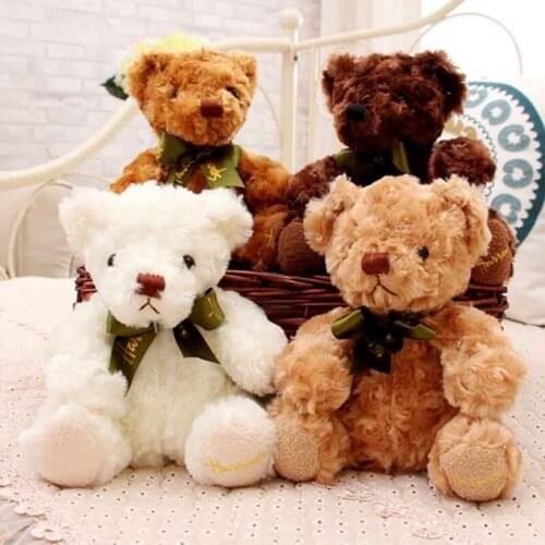 1pcs 20cm Plush Cotton velveteen Teddy Bears With scarf Small Doll House Craft Sitting Bear For Baby Gifts