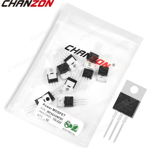 10Pcs IRF9Z24NPBF TO-220 Power Mosfet Transistor Bipolar Junction BJT Powerful Triode Tube Fets -12A -55V Integrated Circuits