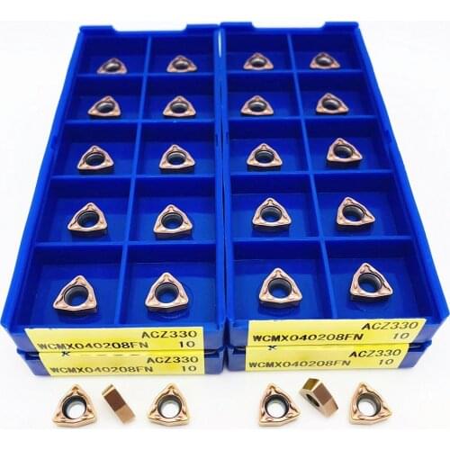 10PCS WCMX040208FN AZC330 U drilling tool lathe parts tool turning carbide insert WCMX 040208 U drilling lathe special insert
