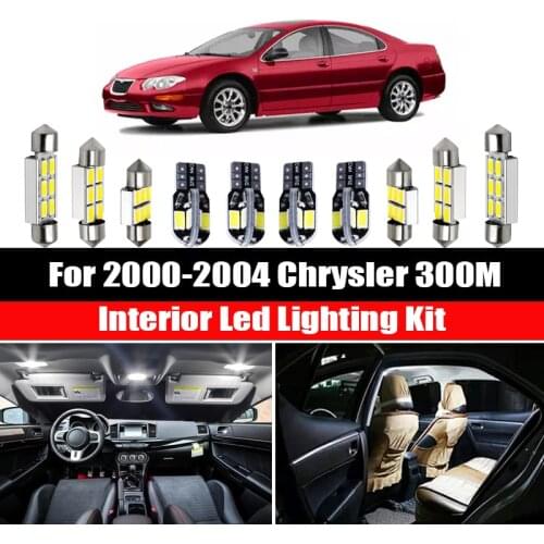 16pcs White Canbus Car Accessories LED Interior Light Bulbs Kit For 2000-2004 Chrysler 300M Map Dome Trunk Door Plate Lamp