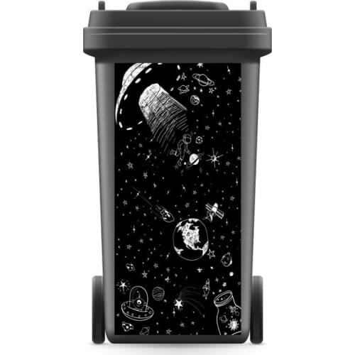 3D Rubbish Bin Sticker Cartoon Space Scenery Wallpaper mural Wall Print Decal Removable Wall Mural Photo self adhesive Gift