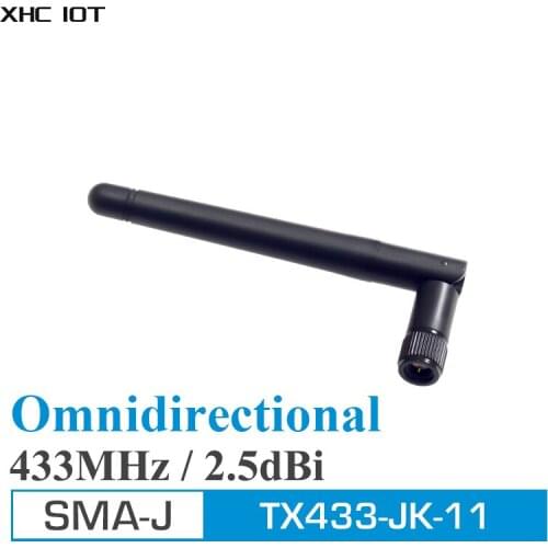 433MHz Rubber Ultra -Short Straight Antenna Omnidirectional 2.5dBi XHCIOT TX433-JK-11 Flexible SMA-J Connector Less Than 1.5 SWR