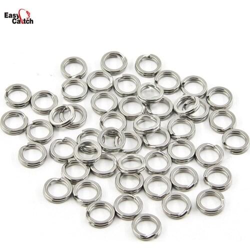 50Pcs/Lot Stainless Steel Double Ring Dual Silver Fishing Rings Hard Lure Bait Connector Size 4.5mm-8.5mm