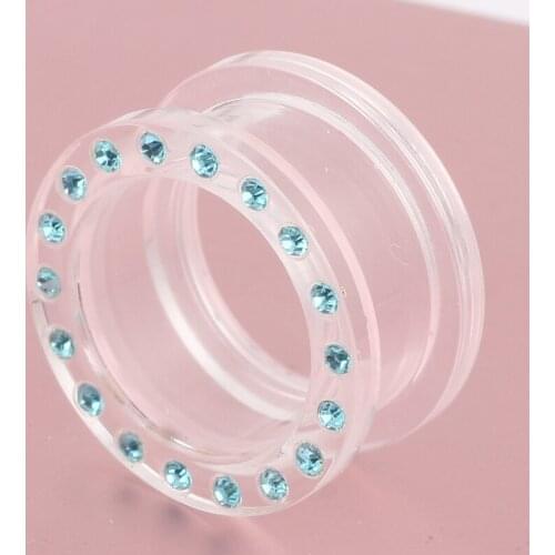 Aqua Gem Ear tunnel Clear Screw plugs for wholesales piercing plugs earring expander cuff flare flesh tunnel body jewelry